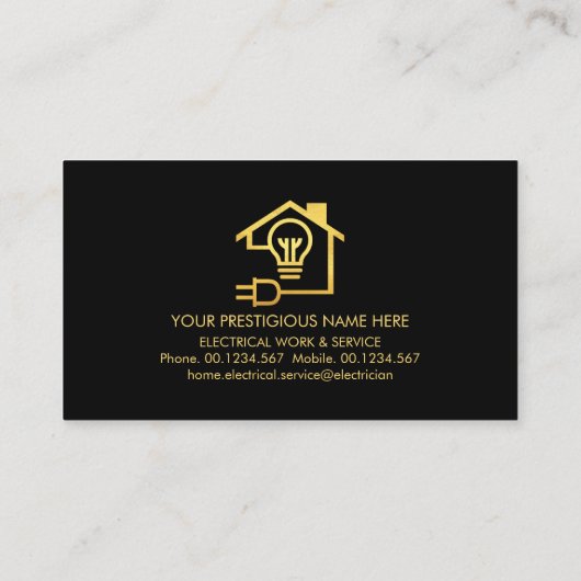 Minimale Gold Line Electricia-service Visitekaartje (Achterkant)