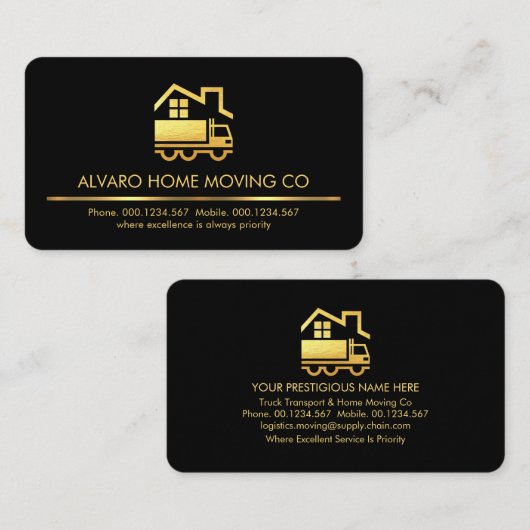Minimale Gold Line Home-verplaatsing Visitekaartje (Voorkant / Achterkant)