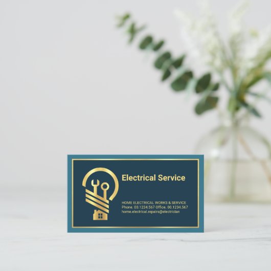 Minimale Gold Line Lijst Electrical Repair Visitekaartje (Staand voorkant)