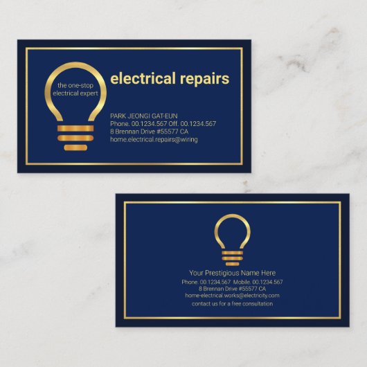 Minimale Gold Line Lijst Home Electricia Visitekaartje (Voorkant / Achterkant)