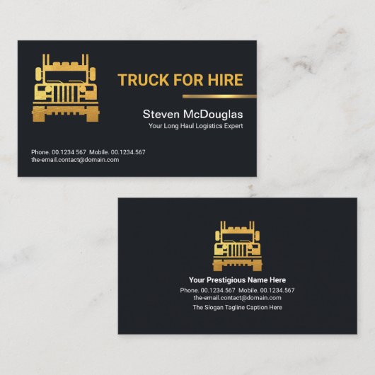 Minimale Gold Line Long Haul Freight Trucking Visitekaartje (Voorkant / Achterkant)