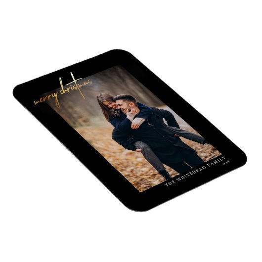 Minimale Gold Merry-kerstkaart zwart Magneet (Rechterzijde)