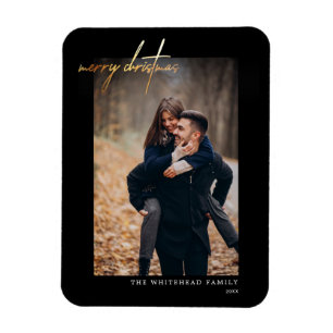 Minimale Gold Merry-kerstkaart zwart Magneet