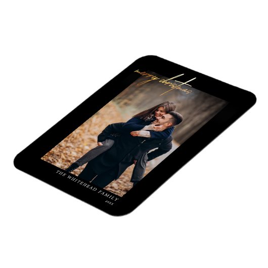 Minimale Gold Merry-kerstkaart zwart Magneet (Linkerzijde)