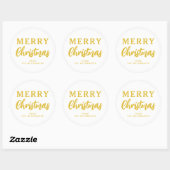 Minimale Gold Merry-kerstkalligrafie Ronde Sticker (Vel)