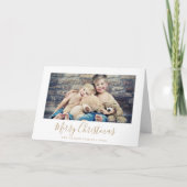 Minimale Gold Merry-kerstlandschapsfoto Feestdagen Kaart (Voorkant)