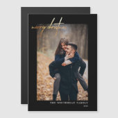 Minimale Gold Merry-kerstzwarte magneetkaart (Voorkant / Achterkant)