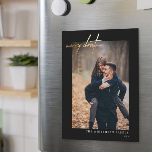 Minimale Gold Merry-kerstzwarte magneetkaart