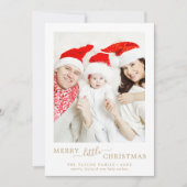 Minimale Gold Merry Little Kerstportret Birth Feestdagenkaart (Voorkant)