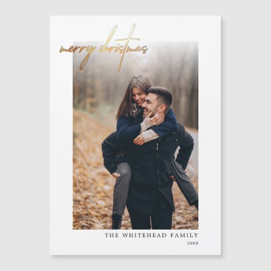 Minimale Gold Merry White-kerstkaart (Voorkant)