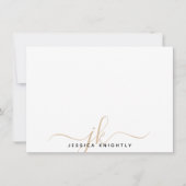 Minimale Gold Note voor Initialen voor modern Scri Notitiekaartje (Voorkant)