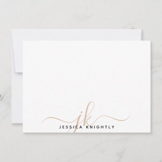 Minimale Gold Note voor Initialen voor modern Scri Notitiekaartje (Voorkant)