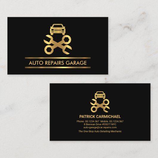 Minimale Gold Placard Lines Auto-auto Visitekaartje (Voorkant / Achterkant)