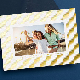 Minimale Gold Ppress Stripe kerstfoto Folie Feestdagenkaart