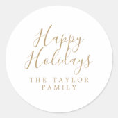 Minimale Gold Prettige feestdagen Holiday Cadeaus Ronde Sticker (Voorkant)