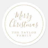 Minimale Gold Ring Merry Kerstfeestdag cadeau Ronde Sticker (Voorkant)
