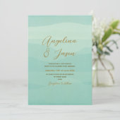 Minimale Gold Sage Green Wedding Kaart (Staand voorkant)