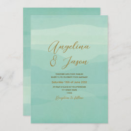 Minimale Gold Sage Green Wedding Kaart