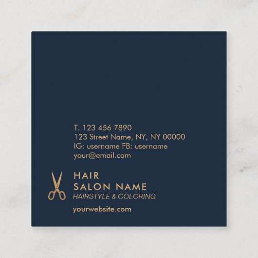 Minimale Gold Scissors Hair Stylist Korting Vierkante Visitekaartje (Achterkant)