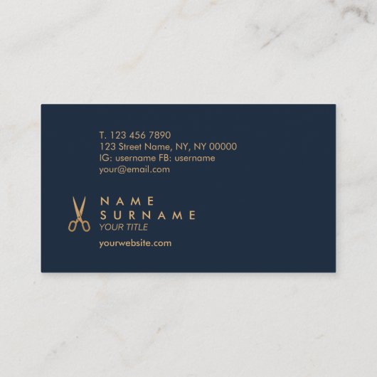 Minimale Gold Scissors Hair Stylist Korting Visitekaartje (Achterkant)