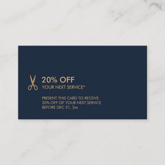 Minimale Gold Scissors Hair Stylist Korting Visitekaartje (Voorkant)
