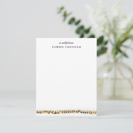 Minimale Gold Sequin Flat Note Personal Stationery Kaart (Staand voorkant)