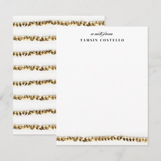 Minimale Gold Sequin Flat Note Personal Stationery Kaart (Voorkant / Achterkant)