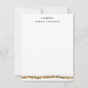 Minimale Gold Sequin Flat Note Personal Stationery Kaart