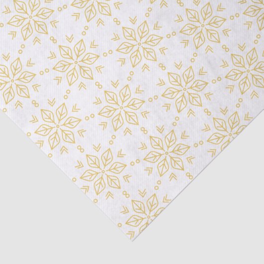 Minimale Gold Snowflake Pattern op White Tissuepapier (Detail)