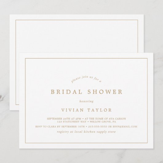 Minimale Gold Typografie Horizontale Vrijgezellenf Kaart (Voorkant / Achterkant)