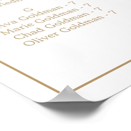 Minimale Gold Typography Alfabetical Seating Chart Poster (Hoek)