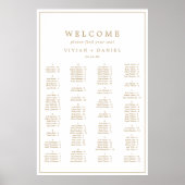Minimale Gold Typography Alfabetical Seating Chart Poster (Voorkant)