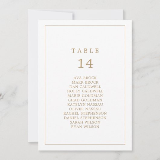 Minimale Gold Typography Table Number Seating Char (Voorkant)