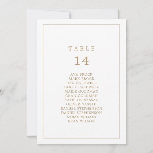 Minimale Gold Typography Table Number Seating Char (Achterkant)