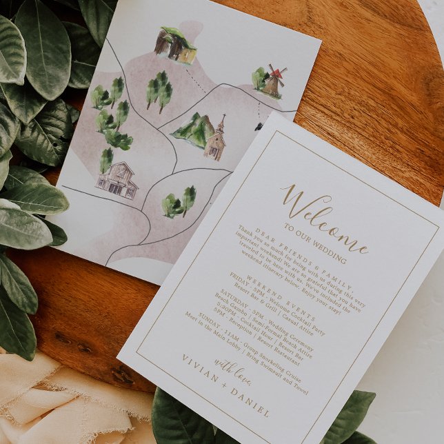 Minimale Gold-welkomstbrief rondweg en kaart (Creator heeft geüpload)