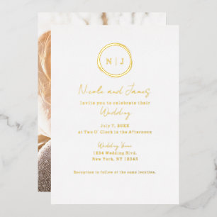 Minimale Gold White Modern Glam Weddenfoto Folie Uitnodiging