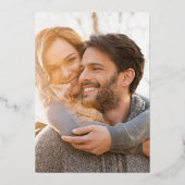 Minimale Gold White Modern Glam Weddenfoto Folie Uitnodiging (Achterkant)