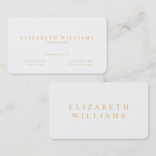 Minimale Gold White Professional Visitekaartje (Voorkant / Achterkant)