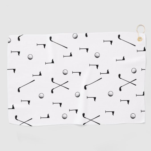 Minimale Golf Pattern Ball Flag Club Golfer Gift Golfhanddoek (Horizontaal)