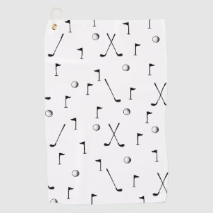 Minimale Golf Pattern Ball Flag Club Golfer Gift Golfhanddoek