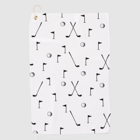 Minimale Golf Pattern Ball Flag Club Golfer Gift Golfhanddoek (Voorkant)