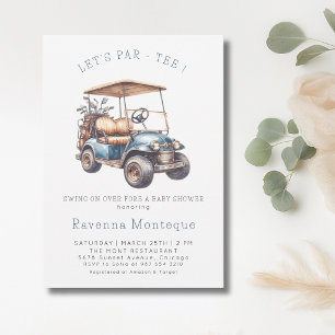 Minimale golfkar laat baby shower op gelijke hoogt kaart