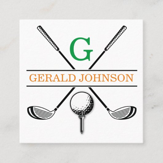 Minimale Golfmonogram Design Square Business Ca Vierkante Visitekaartje (Voorkant)