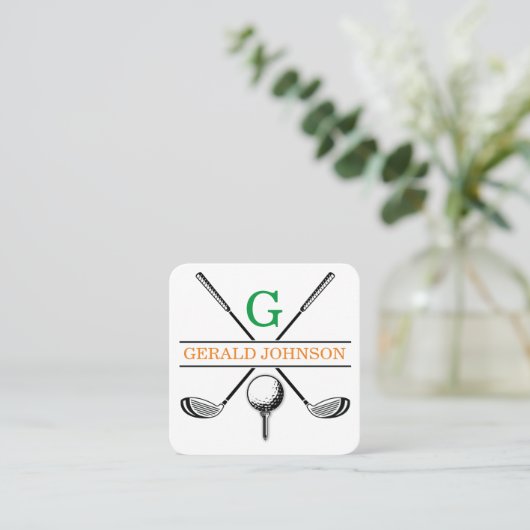 Minimale Golfmonogram Design Square Business Ca Vierkante Visitekaartje (Staand voorkant)