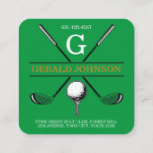 Minimale Golfmonogram Design Square Business Ca Vierkante Visitekaartje (Achterkant)