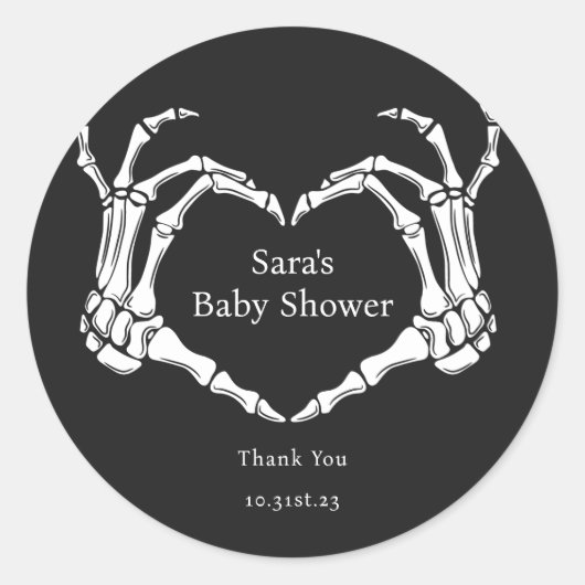 Minimale Gothic skelet handen Baby shower gunst Ronde Sticker (Voorkant)