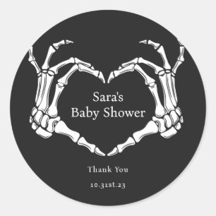 Minimale Gothic skelet handen Baby shower gunst Ronde Sticker