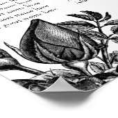Minimale Gothic Wedding Black and White Roses Poster (Hoek)