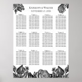 Minimale Gothic Wedding Black and White Roses Poster (Voorkant)