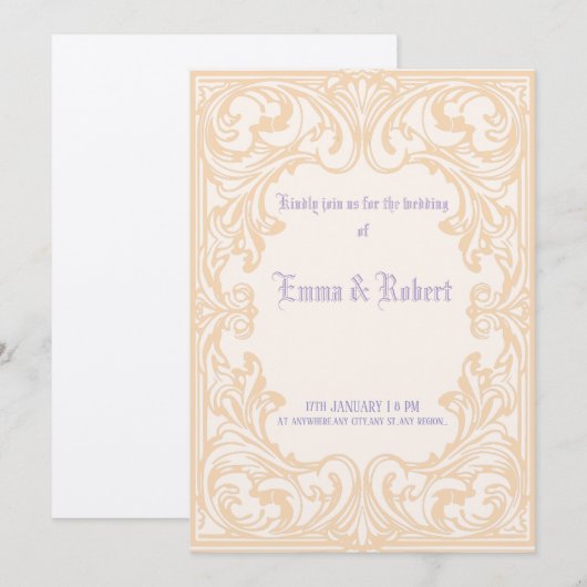 Minimale gotische huwelijksuitnodiging kaart (Voorkant / Achterkant)